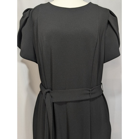 Calvin Klein Black Short Sleeve Jumpsuit Tie Waist Gold Back Zip Size 12 - Picture 2 of 11